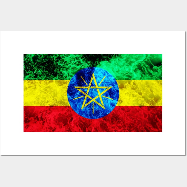 Flag of Ethiopia – Ocean Waves Wall Art by DrPen